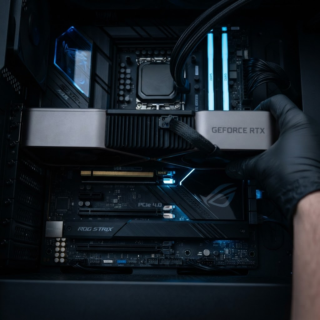 Installing a graphics card into a PC motherboard